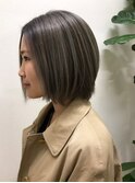 グレージュ_マロンベージュ Aラインボブ かきあげ