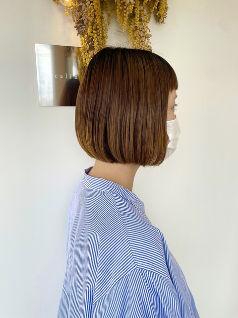 mini bob × short bang