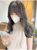 韓国×顔まわりカット×レイヤーカット×グレージュ