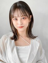 レクタ(RECTA) アッシュベージュイヤリングカラー黒髪ミディアムイルミナカラー