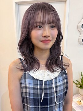 パーク 福岡天神西通り店(parc) アッシュラベンダー　外ハネミディアム　くびれヘア　透明感