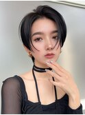 耳かけショートボブ/30代/40代/50代/チェリーブラウン