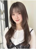 レイヤーカット/小顔カット/くすみベージュ/透明感カラー