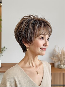 ハピネスフィール 宇治店(Happiness FEEL) 白髪ぼかしハイライト丸みショート