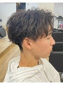 横浜/メンズカット/ルーズパーマ/センターパート/シャドウパーマ