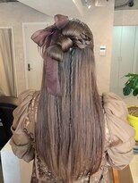 サンルーム(SUN room) リボンカチモリハーフアップみつあみタイト個性的お呼ばれヘア