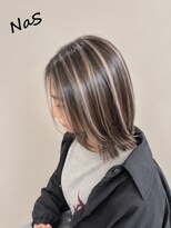 ナズ 渋沢(NaS)&nbsp;顔タイプ診断×似合わせコントラストハイライトボブ