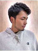 ビジネスショートパーマツーブロックサイドパートフェード24