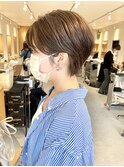 透明感グレージュ+マッシュショート