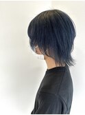 ウルフブルーブラック/ハイトーンカラー/コンマヘア/曳舟クゴウ