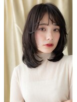 モッズヘア 越谷(mod's hair) 黒髪姫カット前下がりレイヤーカールセミディY越谷20代30代40代
