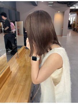 レブ 三条河原町(Reb,) ボブ前髪ありブリーチなしブラウンカラー30代40代似合わせヘア