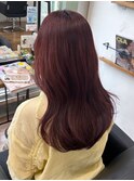 ○ワインレッド チェリーレッド 赤髪 ブリーチなし