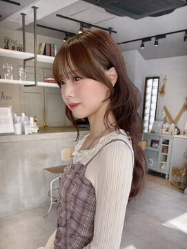 カシュカシュ 表参道(cache cache) ロングレイヤーブリーチなしブラウンカラーシースルー前髪カット