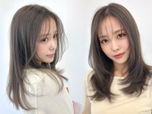 《ブリーチなしダブルカラー/シアーグレージュ》こなれ感たっぷり。光に透ける柔らか質感。