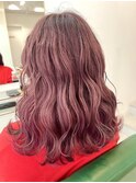 艶感ラズベリーピンク× 韓国風ウェーブ