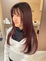 セレスト 三宮店(CELESTE) ワインレッドカラー/ロングレイヤースタイル