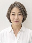 【HEY 松本】ひし形ショートボブ×白髪ぼかしハイライト