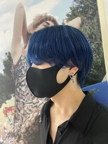 ダブル(W) 韓国風センターパート×deep blue