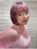 【BUZZbee】ショートカールウルフ×ベビーピンク