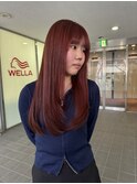 福岡天神 ブリーチなしカラー ダブルカラー ワインレッド