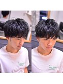 ビジネスマンツーブロッククセ毛スタイル＜理容室＞ 