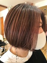 ヘアーフェロー HAIR fellow シャドールーツ ボブ伸ばしかけ ピンクベージュピンクアッシュ