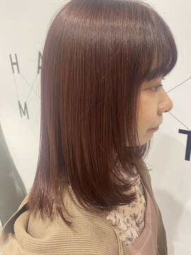 ハルキミナト ジャパン ヨコハマ(HARUKI MINATO japan YOKOHAMA) ピンクブラウンカラー　顔まわりレイヤー　20代.30代.40代女性