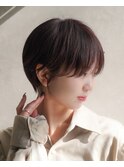 大人可愛い20代30代40代黒髪前下がりショートボブ丸みショート◎