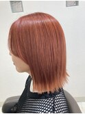 【下田】ピンクオレンジ切りっぱなし外はねボブ