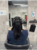 お呼ばれアレンジ ヘアセット ハーフアップアレンジ
