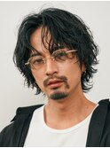 渋谷シャドウパーマメンズパーマセンターパートウルフ30代ヘア