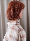 チェリーレッドくせ毛風抜け感ゆるふわミディアムZ越谷20代30代!