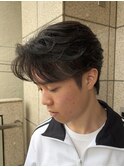 ニュアンスパーマ/メンズカット/センターパート/波巻きパーマ