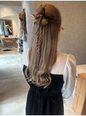 結婚式お呼ばれヘア◎リボンカチモリハーフアップ