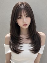ユーフォリア 渋谷グランデ(Euphoria SHIBUYA GRANDE)&nbsp;暗髪ダークブラウンシースルーバングレイヤー外ハネロング