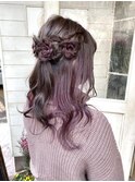 卒業、卒園のヘアメイク梅ヶ丘インナーカラーフルールアレンジ