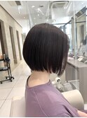 切りっぱなし丸みボブ☆ブリーチなしグレージュカラー