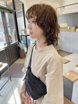 ヘアーアイスカルテット(HAIR ICI QUARTET)&nbsp;20代30代大人可愛いウルフくせ毛風パーマベージュ