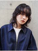 ニュアンスパーマ/切りっぱなしボブ/ミディアム