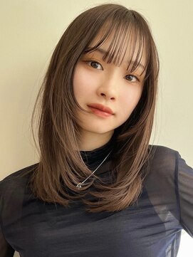 ノイカーム(noi Calm) 顔周りレイヤーカットくびれヘアミルクティーベージュカラー