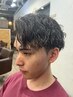 ツイストスパイラルパーマ+眉毛カット[指扇/ショート/ショートボブ/指扇MEN'S