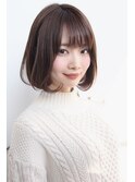 ワトワ丸みショート重めマッシュ大人ミディ美髪アッシュブラウン