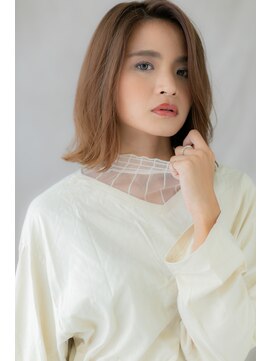 カバーヘア イヴ 戸頭店(COVER HAIR EVE) オレンジブラウンくびれヘア小顔ワンレンボブZ戸頭10代20代30代