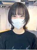 くびれウルフ_グレーベージュレイヤーロング前髪パーマ_ba467931