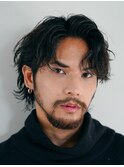 シャドウパーマスパイラルパーマツーブロックメンズパーマ束感