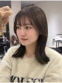 くびれ巻き/外ハネミディアム/オリーブブラウン