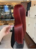 赤髪 ロングヘア ワインレッド レッドカラー