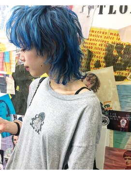 トロニー(TLONY) tlony渋谷horiレイヤーウルフカット Blue hair