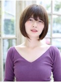 あごライン フラットボブ